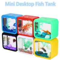 Acuario Pequeño Y Transparente De Mesa En Acrílico Con Luz LED Ambiental Y Bloques De Construcción Para Decoración De Interiores - details 0
