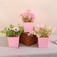 1SET De Plantas Simuladas Rosa En Maceta Decoración De Interiores Para Oficina Centro Comercial Escritorio Ventana Estantería Hogar - details 6
