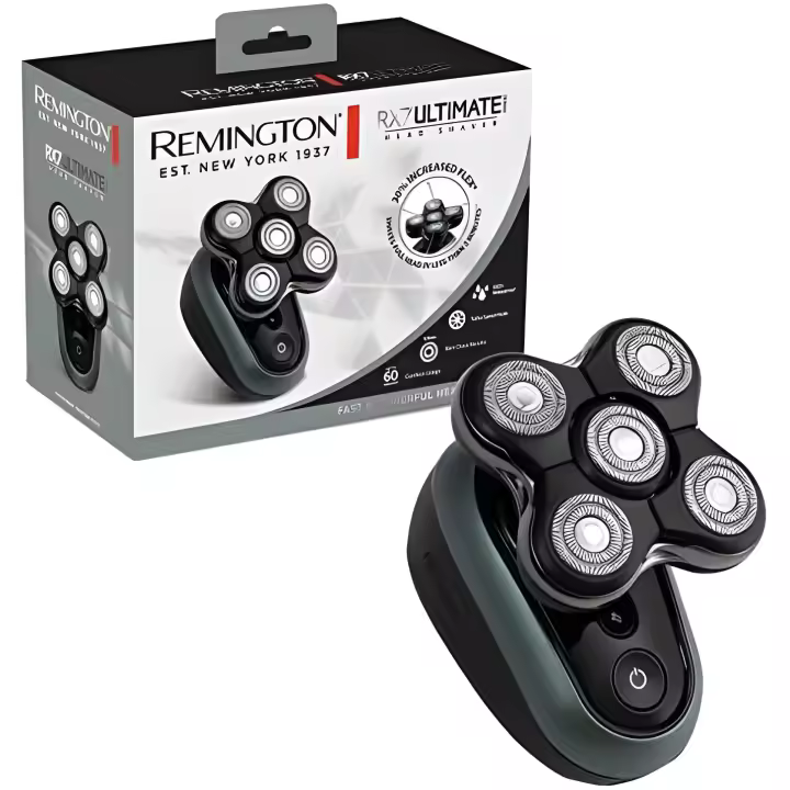 Remington Afeitadora de Cabeza RX7 Ultimate Series - Máquina de Cortar Pelo, Afeitadora para Calva, Resultados Apurados, Inalámbrica, 5 Cabezales, Flexibles, Resistente Al Agua, Neceser - XR1600 - 1