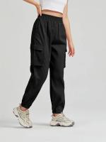 Women's Casual Workwear Sweatpants High-Waisted Loose Fit Solid Color with Belt And Pockets mid Waist Ankle-Length Polyester - details 9