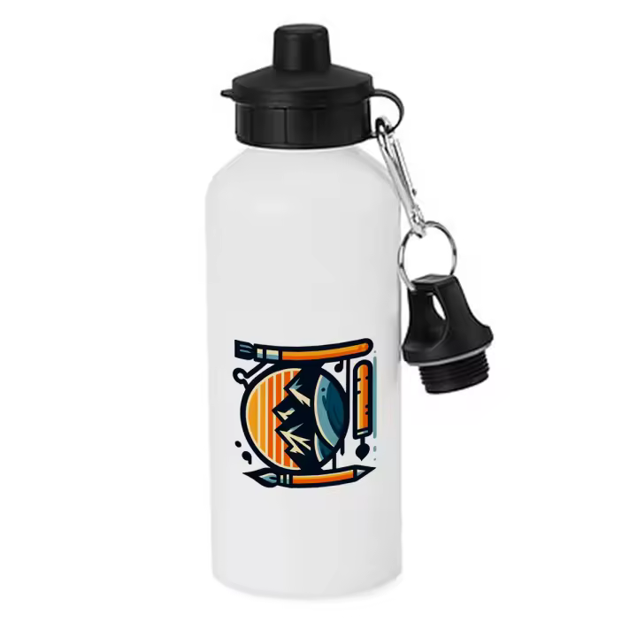 MERCHANDMANIA BIDON DEPORTIVO 600 ML ACERO INOXIDABLE CON CHUPON logo profesional artista pintura arte botella escolar deporte bicicleta - 1