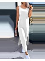 Vestido Largo De Mujer Estilo Casual Fashionable Con Encaje Espalda Descubierta Sin Mangas Cuello Redondo Ajustado Para Todas Las Estaciones - details 4