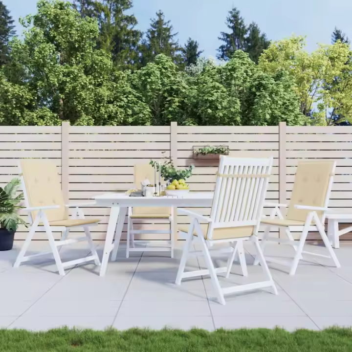 vidaXL Cojín silla de jardín respaldo alto 4 uds tela beige 120x50x3cm - 1