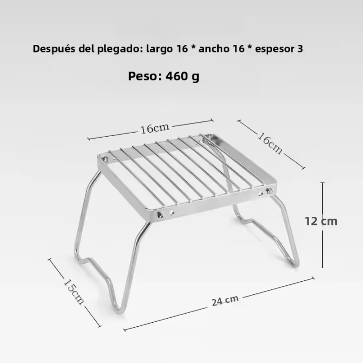Soporte De Fogón Plegable Para Camping En Acero Inoxidable Mesa De Camping Portátil Para Gas Y Madera Estándar De Exterior - 1