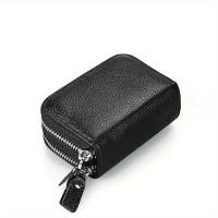 Cartera Pequeña De Cuero Genuino Para Mujer Con Cierre De Cremallera Y Bloqueo RFID Porta Tarjetas De Crédito Caso De Reposición - details 6