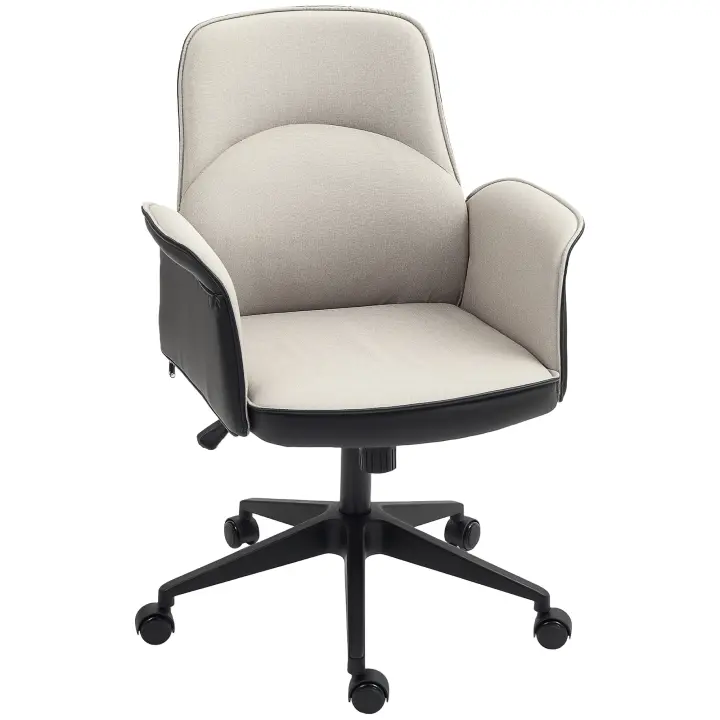 HOMCOM Silla de Oficina Giratoria Silla de Escritorio Altura Ajustable con Función de Basculante y Reposabrazos Silla de Estudio Carga 120 kg - 1