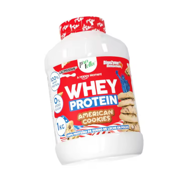 Protella - Whey Protein 1 kg - Proteína de suero de leche - Sabor American Cookie - 1