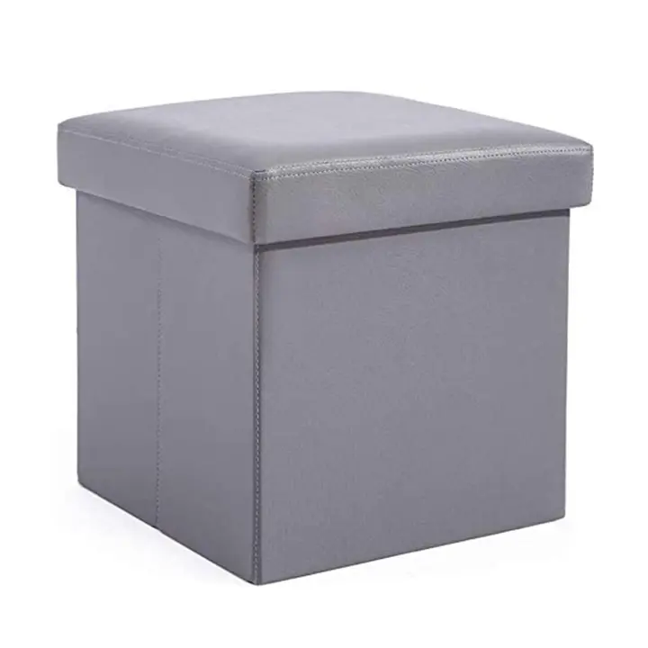 Puff Otomana Plegable, Baúl Taburete Plegable, Taburete Plegable de Almacenamiento, Banco Almacenaje Baúl, Caja Almacenaje Juguetes, Dormitorio Mesa Baja, PVC, 38x38x38cm - 1