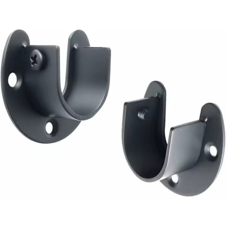 Zócalos para barra de cortina, soporte para barra de armario en forma de U, extremo de barra de armario para cortina o armario, acero inoxidable negro mate, 28 mm, 2 piezas, EFL8001UB-2P - 1