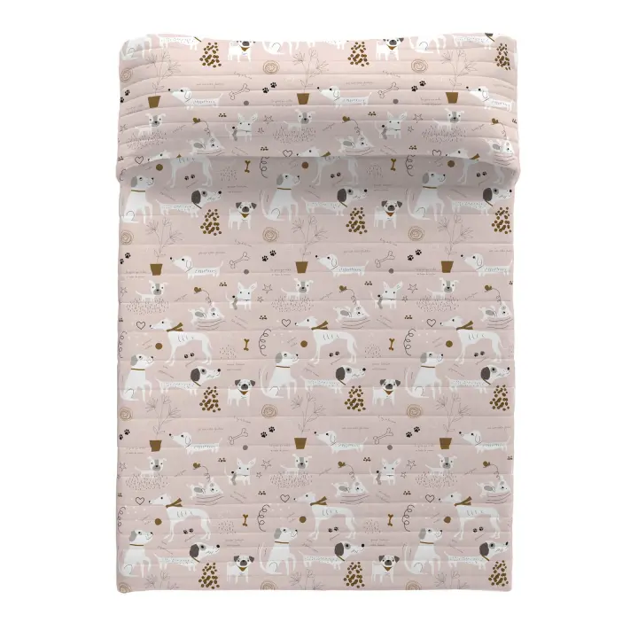 COLCHA BOUTI REVERSIBLE 100% ALGODÓN PERROS 4 HACIENDO EL INDIO FABRICADO EN ESPAÑA - 1