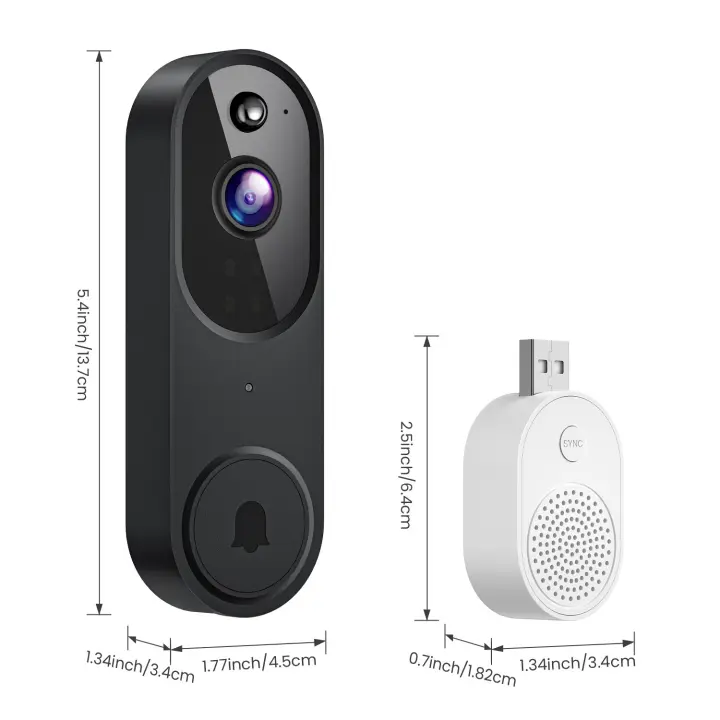 Timbre con Cámara y video para el hogar, intercomunicador inteligente with WiFi, Remote Monitoreo, reconocimiento humano, Visión Nocturna HD - 1