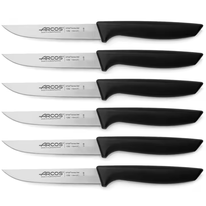 ARCOS Niza - Cuchillo de Verduras (110 mm) - Hoja de Acero Inoxidable Nitrum® - Mango Negro de Polipropileno (PP) - 135200 - PACK 6 - 1