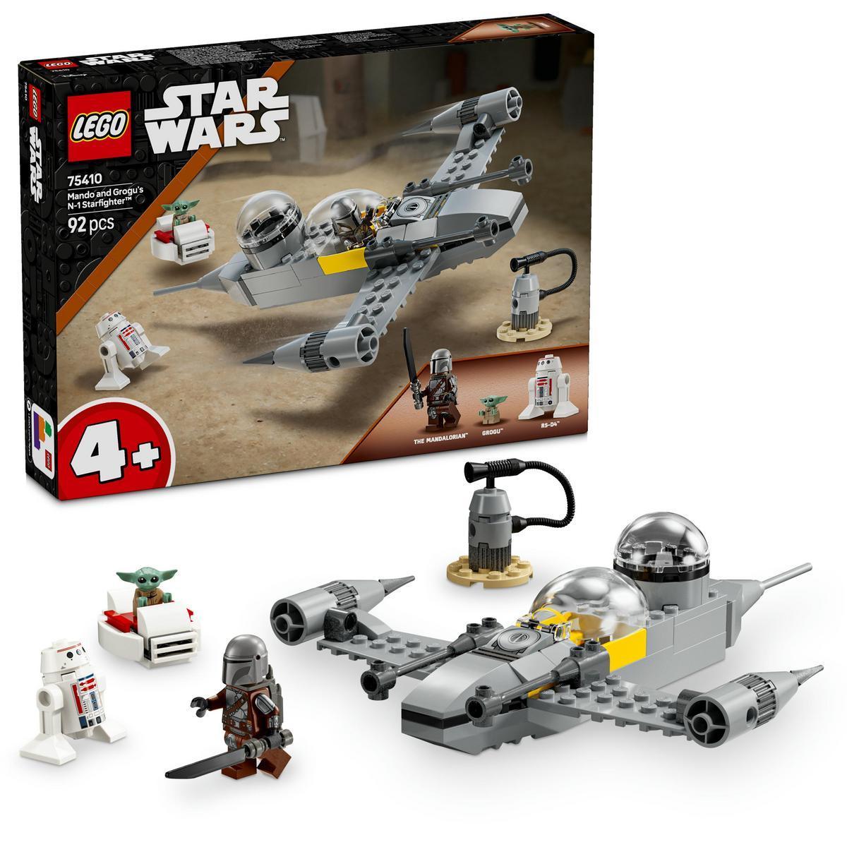 LEGO 75410 Star Wars Caza Estelar N-1 de Mando y Grogu, Maqueta de Juguete con Figuras del Mandaloriano, Baby Yoda y R5-D4, Set de Iniciación, Regalo The Mandalorian para Niños y Niñas de 4 Años o Más