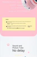 Bonitos auriculares inalámbricos Cat Ears con luz de flash, tarjeta TF, conector de 3,5 mm, micrófono con cancelación de ruido, control de volumen, cable desmontable, conectividad inalámbrica, compatibles con tabletas, batería recargable de polímero de li - details 9