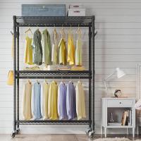 Perchero Metálico con Ruedas y 3 Niveles – 90 x 43,5 x 180 cm | Soporta hasta 100 kg | Estructura de Acero de 22 mm | Con Ganchos Laterales para Accesorios (NEGRO) - details 1