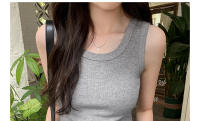 Top Corto De Verano Para Mujer Sin Mangas En Estilo Casual Suéter De Encaje Con Ribbing Solido Camiseta De O-Neck Moda Urban Streetwear - details 41