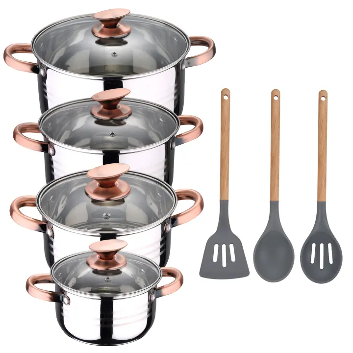 Batería de Cocina San Ignacio Altea de 8 Piezas en Acero Inoxidable con Set de Utensilios de Cocina en Silicona Daimiel - 1