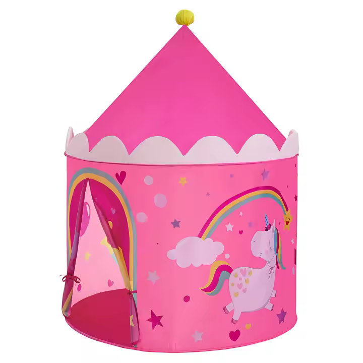 SONGMICS Tienda para Niños, Carpa Infantil, Castillo de la Princesa, Pop Up, Regalo para Niños, para Interior y Exterior, Bolsa de Transporte, Rosa y Amarillo - 1