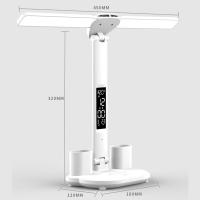 Lámpara De Escritorio LED Con Reloj Y 2 Cabezas Recargable Por USB Luz Nocturna Toque Protección Ocular Rotación De 180 Grados Plegable Para Lectura - details 1