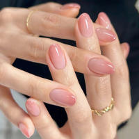 Uñas Postizas De Tiras Gradiente Pastel 24 Piezas Largas Ovaladas Para Fiestas Casuales Brillo De Color Puro Inspiración Europea Y Americana - details 0