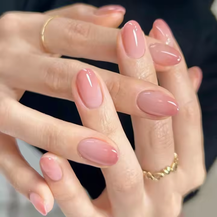 Uñas Postizas De Tiras Gradiente Pastel 24 Piezas Largas Ovaladas Para Fiestas Casuales Brillo De Color Puro Inspiración Europea Y Americana - 1