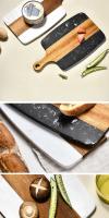 Tablero De Cortar De Madera De Mármoles 1Pc Rectangular Negro Para Queso Carne Fruta Pan Herramientas De Cocina Al Aire Libre - details 9