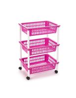 STARLEY-Carrito verdulero Modelo PLFT de plástico con 3 Niveles y Ruedas, cestas apilables portaobjetos, Frutas, Verduras, Cocina, baño ( 61 x 40 x 30 cm) - details 6