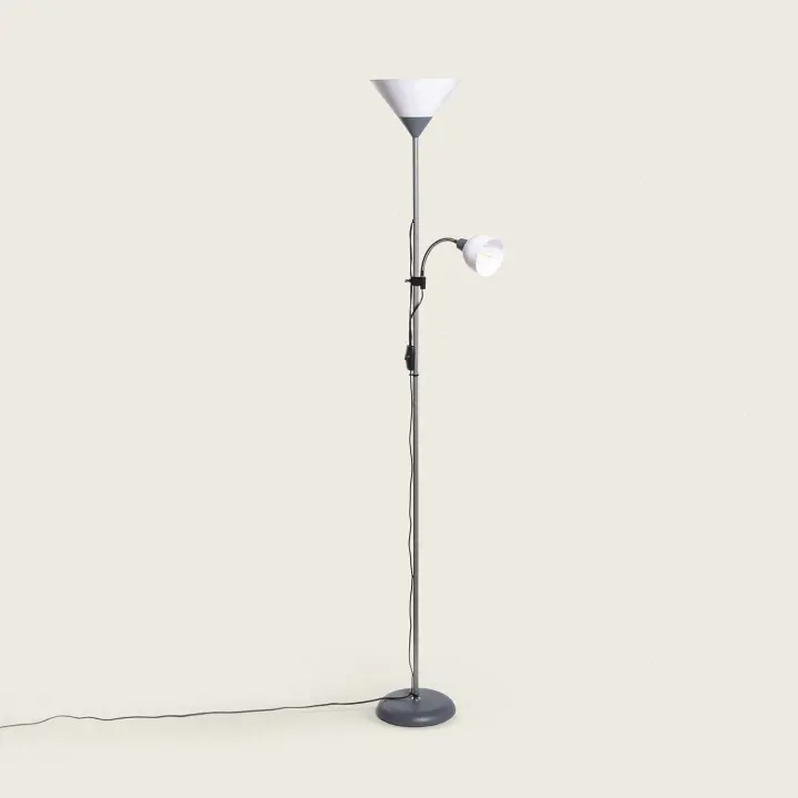 Ledkia Lámpara de Pie Metal con Luz de Lectura Ander Gris - 1