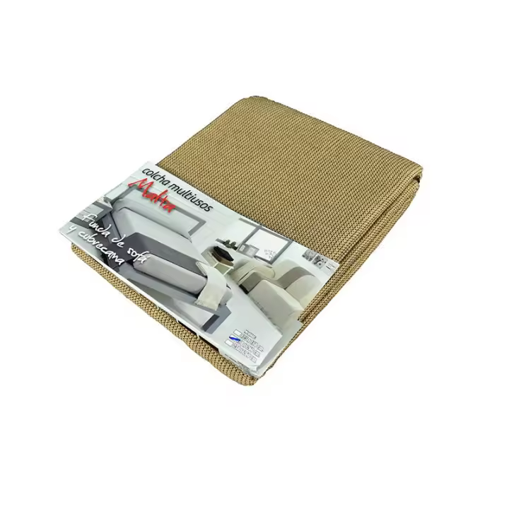 Colcha Multiusos Foulard para Cama y Sofá, Modelo Malta, Estampado, Color Camel, Cañete - 1
