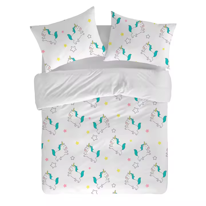 MR. WONDERFUL - Funda nórdica UNICORNIOS 100% algodón 144 hilos, ropa de cama. Disponible para cama de 90 cm (155x220 cm), 135 cm (220x220 cm), 150 cm (240x220 cm), 180 cm (260x240 cm). Fabricado en España) - 1