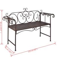 vidaXL Banco de jardín de acero marrón envejecido 132 cm - details 4