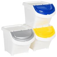 vidaXL Cubos de basura apilables con tapa 3 uds PP blanco 78 L - details 6