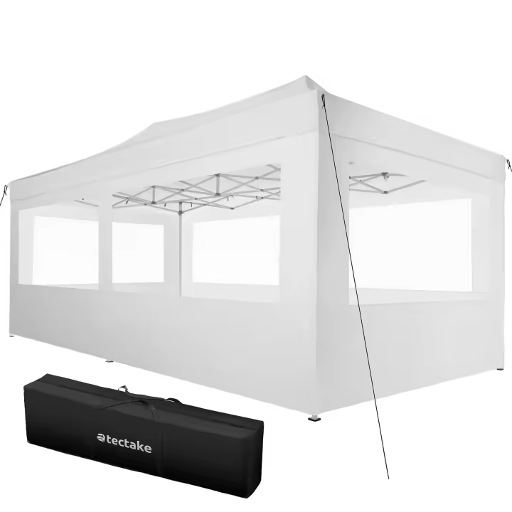 Tectake - Carpa VIOLA 3 x 6 m con 4 paneles laterales, Estructura resistente y ligera, Regulable en cuatro alturas, Cuatro paneles laterales con ventanas - 1