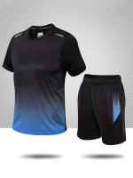 Conjunto De Entrenamiento De Baloncesto Para Hombres Verano Camiseta De Manga Corta Gradiente Y Shorts Secado Rápido 2 Piezas - details 2