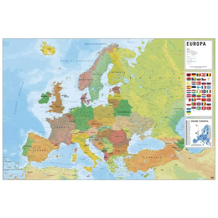 Poster mapa europa ita fisico politico - 1