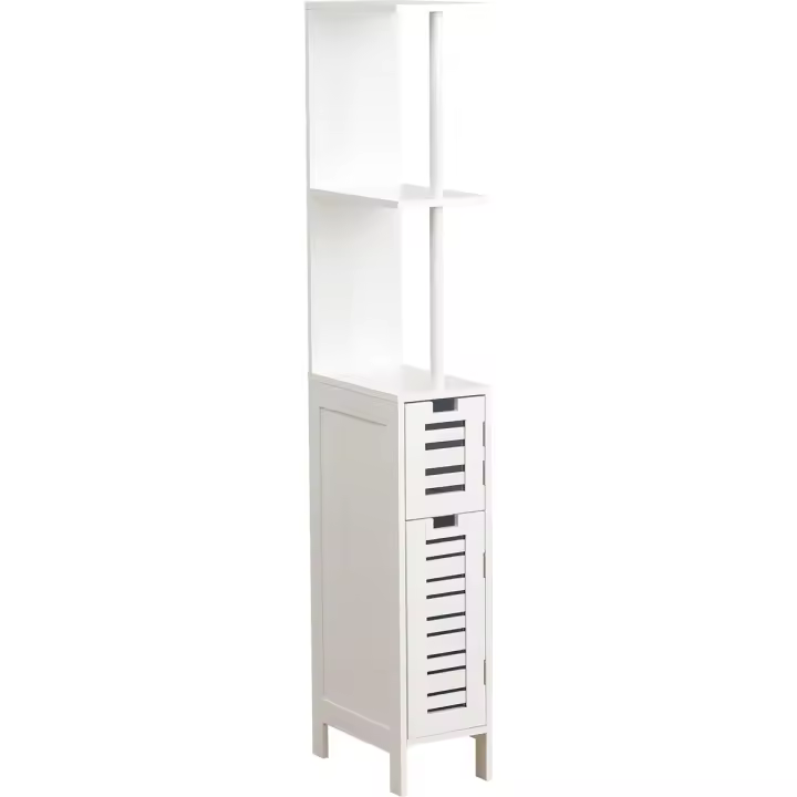 MIRAMAX- Mueble de Baño Columna Armario Estante Organizador Espacios Reducidos MDF 2 Estantes 2 Puertas 18x30x130cm - 1