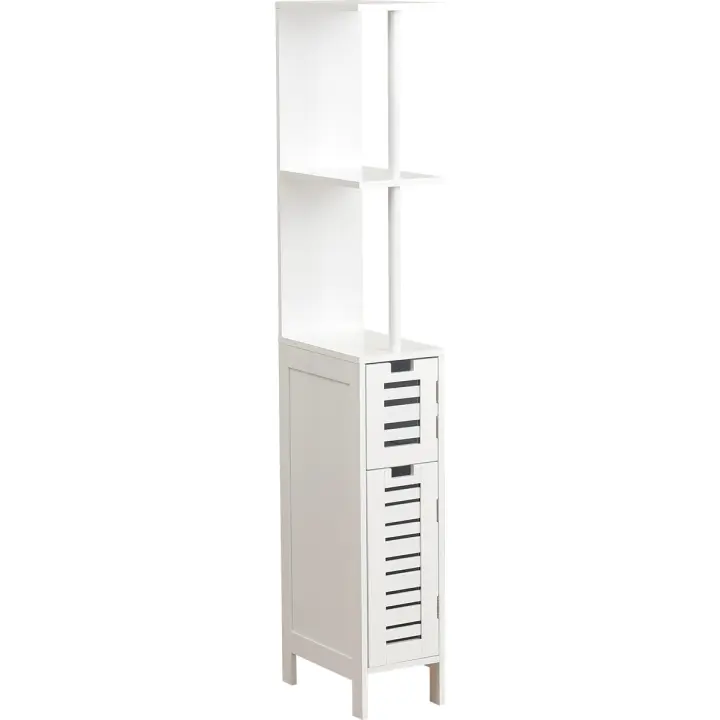 MIRAMAX- Mueble de Baño Columna Armario Estante Organizador Espacios Reducidos MDF 2 Estantes 2 Puertas 18x30x130cm - 1