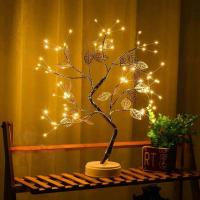 Luz De Navidad Decorativa Con 72 LEDs Y Hoja Dorada 20cm Fuente De Alimentación USB/Batería (no Incluida) Luz Nocturna De Árbol Táctil - details 0