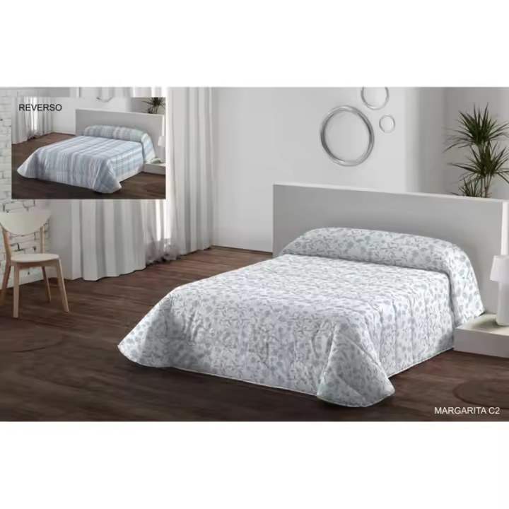 Hosteline - Juego de funda nórdica Hosteline MARGARITA Azul Cama de 180 3 Piezas - 1