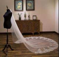 Velo De Novia Blanca De Ivoird 3x3 Metros Con Aplicaciones De Encaje Vestido De Novia De Encaje Nylon Acrílico Unido En Jiangsu China - details 3