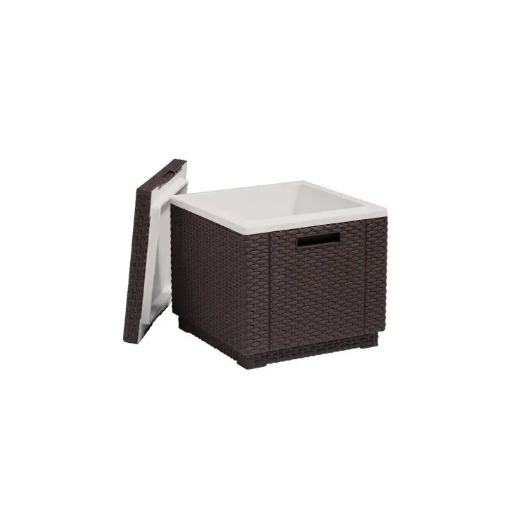 NEVERA, ASIENTO, MESA AUXILIAR IMITACION RATAN MARRON  "ICE CUBE" KETER DE SUINPLAS DECORACIONES - 1