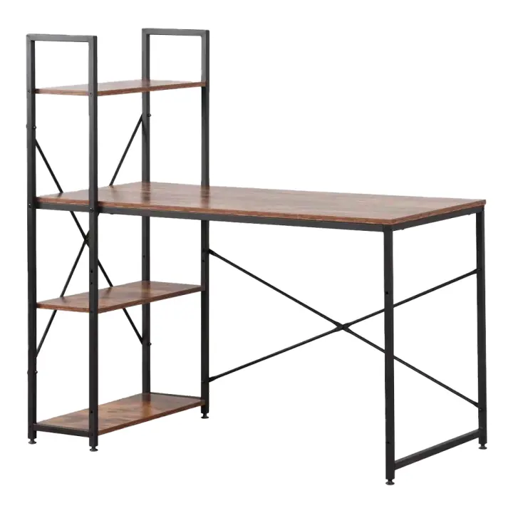 Escritorio Madera 121x120x64cm Estilo Industrial Metal Negro EDM - 1