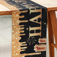 Corredor De Mesa Para Cumpleaños Black Gold Decoración Para Fiesta De Cumpleaños Para Niños Y Adultos PVC Material Decoración De Primera Enseñanza - details 6