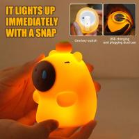 Lámpara De Noche De Silicona Capibara Para Niños Luz De Dormitorio Recargable Por USB Decoración Animal Táctil Para El Lecho - details 0