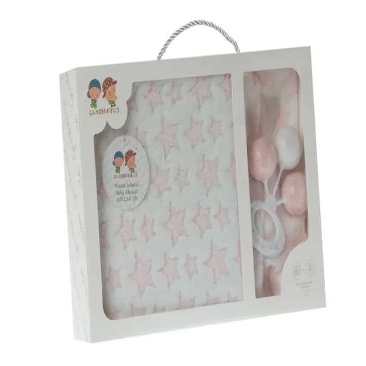 Gamberritos Manta Bebé Capazo Minicuna Arrullo  0.80 x 1.10 m Brocado+ Sonajero de regalo  Color a elegir - 1