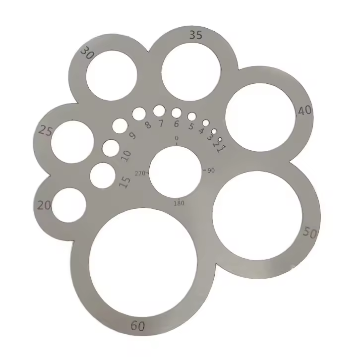 Herramienta para Cortar cuero, plantilla de dibujo circular, Regla de metal para marroquinería y carpintería. - 1