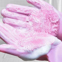 Guantes De Baño Para Mascotas Perros Y Gatos Con Masaje Limpieza De Pelaje Eliminador De Pelos Silicona Plástico Origin China - details 4