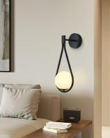 Lámpara De Pared LED De Vidrio Para Sala De Estar Estudio Dormitorio Lámpara De Noche Con Cobre Negro G9 7W Iluminación Interior Para Pasillo - details 5