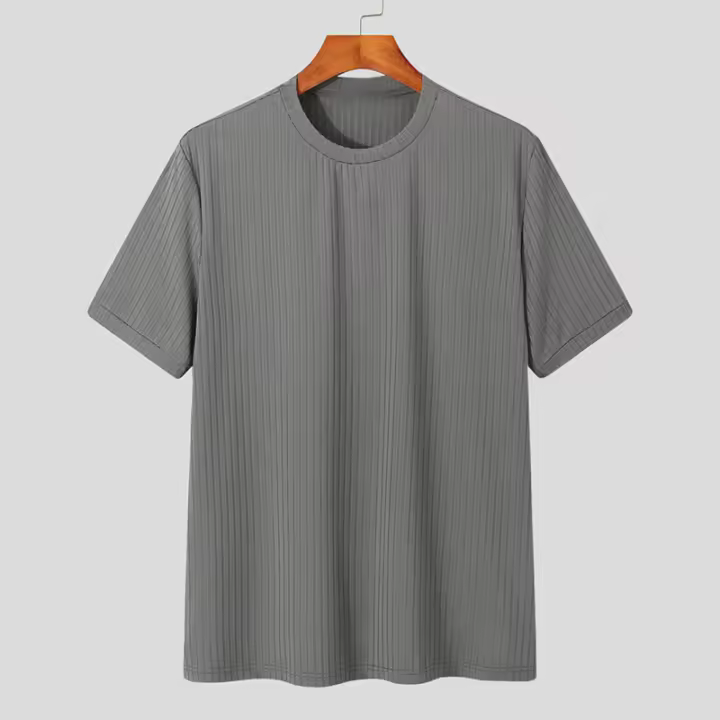 Camiseta De Verano Para Hombre Lujo Ligero Suéter De Lana Estilo Coreano Cuello Redondo Manga Larga Color Sólido Suave Básico Popular - 1