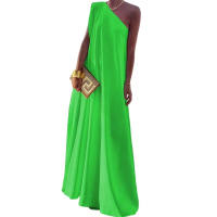 Vestido Largo De Hombro Solo Con Cuello Diagonal Elegante Vestido Sin Mangas A-Line Suave Para Fiesta Casual Verano Largo Vestido De Noche Moda - details 4